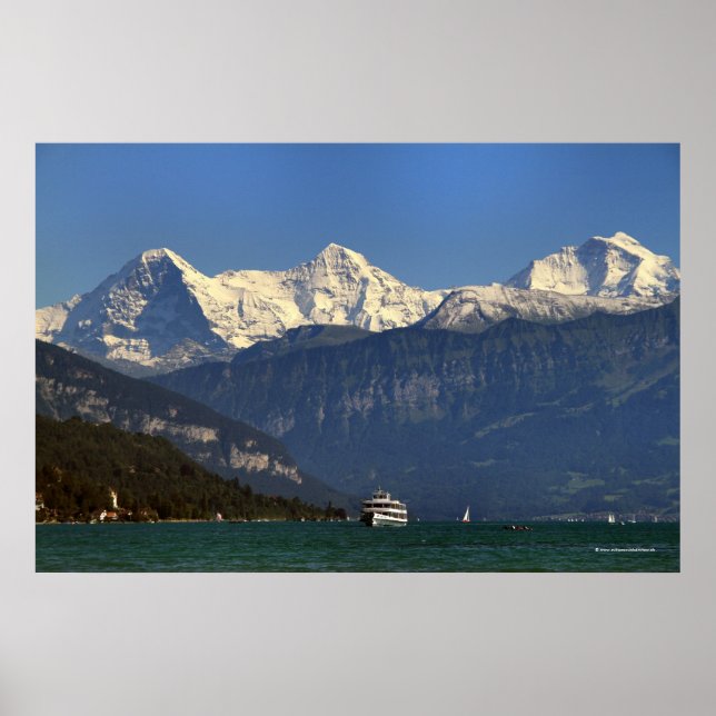 Póster Eiger, Mönch & Jungfrau, Thunersee, Suiça (Frente)