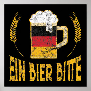 Poster Ein Bier Bitte German Flag One Beer Por Favor