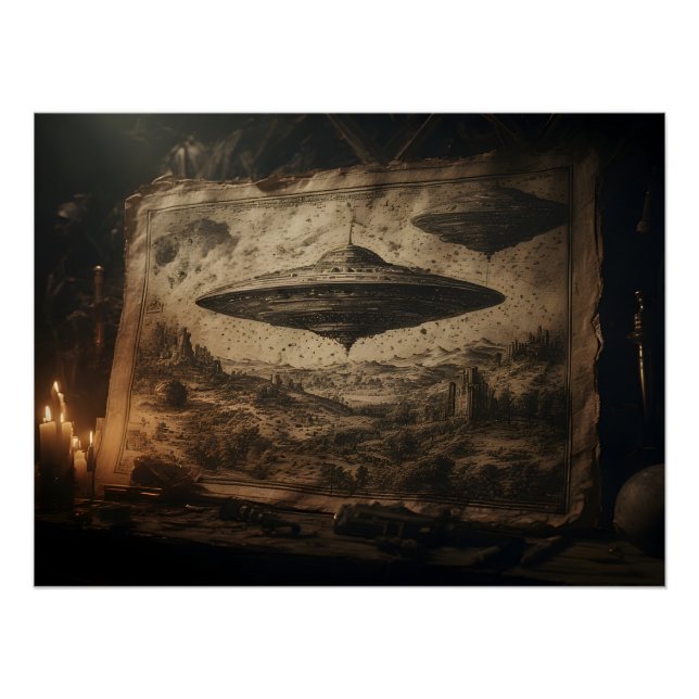 Póster Ein UFO im Stil von Leonardo da Vinci (Frente)