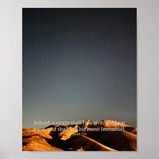 Poster Eis que uma virgem conceberá Natal Isaías 7:14 (Frente)
