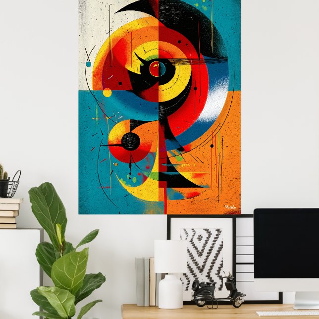 Poster Eixo Solar – Arte de Parede de Simetria Bauhaus de (Escritório em casa)