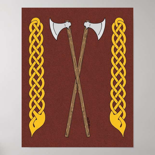 Póster Eixos Dinamarquês/Viking Cruzados com Rede de Tela (Frente)