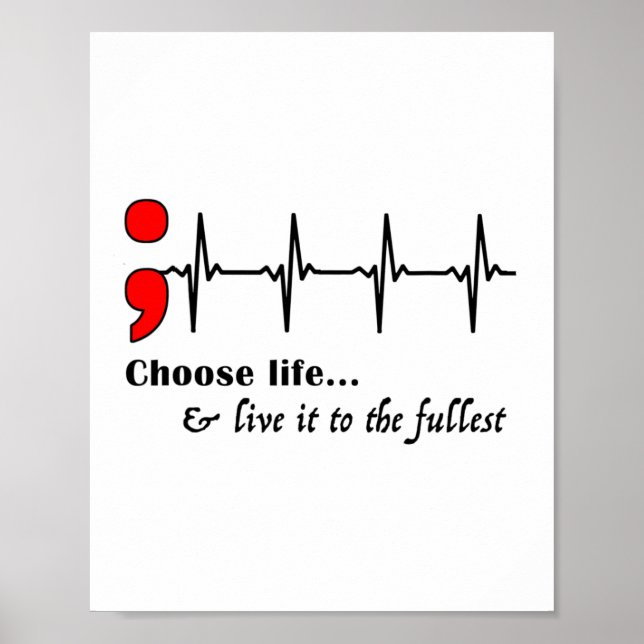 Poster Ekg Semicolon Prevenção de Consciência Suicida (Frente)