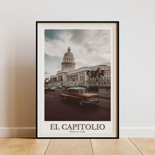 Poster El Capitolio, Havana Cuba - Vintage Wall Art