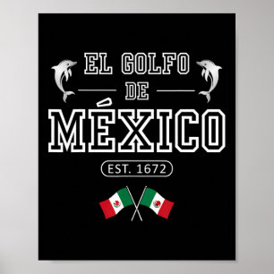 Poster El Golfo De México Dolphin Est 1672 mexicano