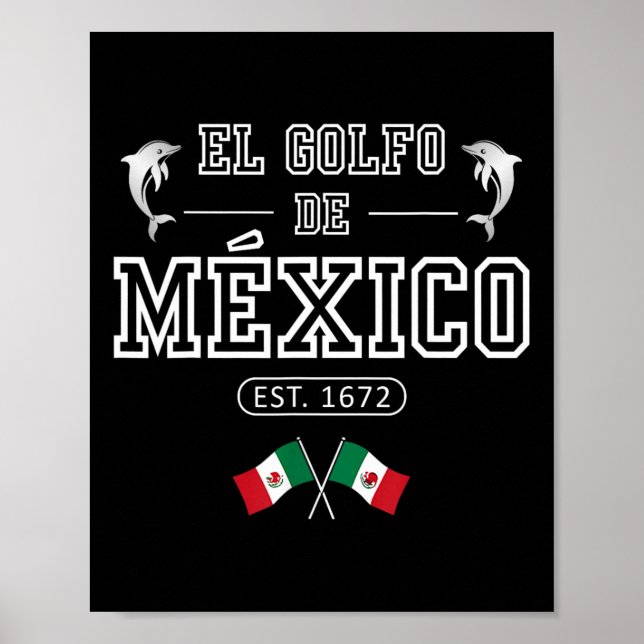 Poster El Golfo De México Dolphin Est 1672 mexicano (Frente)