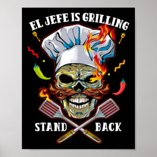Poster El Jefe Está Griling Stand Ck Funny Skull Churrasc