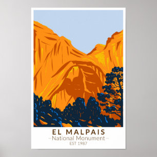Poster  El Malpais Monumento Nacional Novo México Vintag