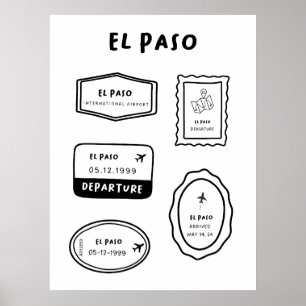 Poster El Paso - Coleção de Carimbos de Viagem Minimali