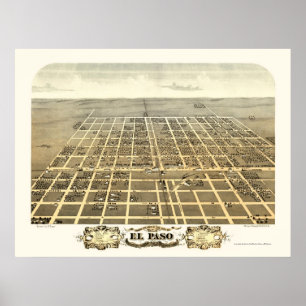 Poster El Paso, Mapa Panorâmico do IL - 1869