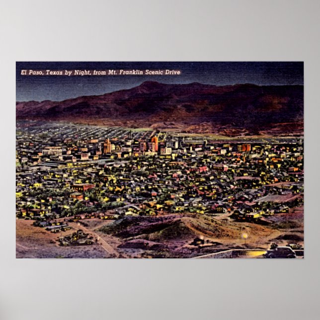 Póster El Paso, Texas Birdseye Night 1940 (Frente)