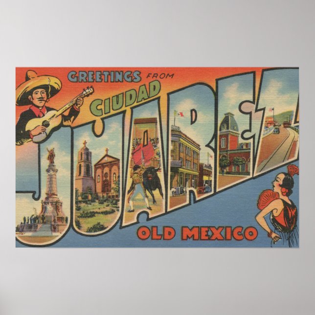 Póster El Paso, Texas - Ciudad Juarez (Frente)