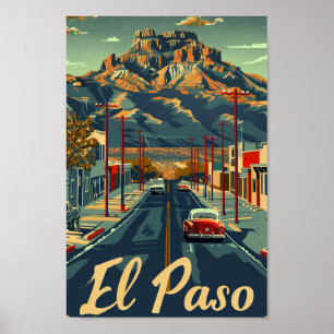 Poster El Paso Texas USA Famoso Viagem Place