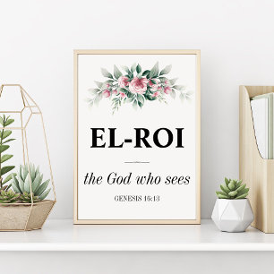 Poster El Roi Wall Art Bíblia de Escrituras Cristãs Ver