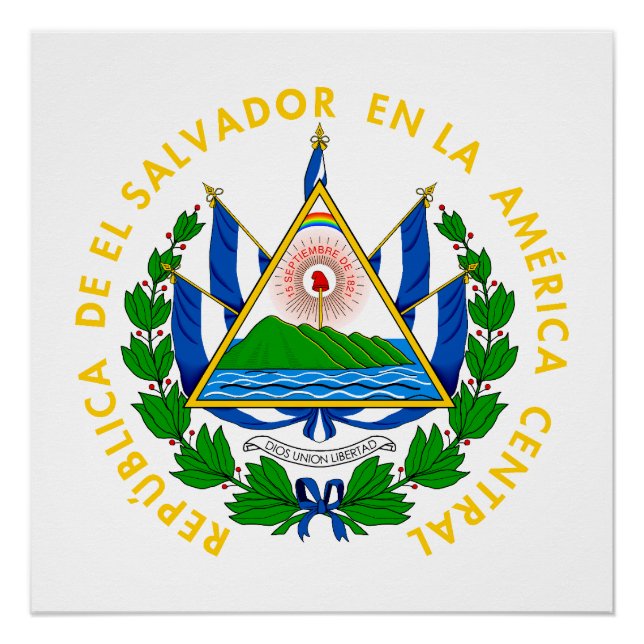 Póster El Salvador country coat arms symbol emblem flag (Frente)
