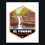 Poster El Yunque National Forest Porto Rico Vintage<br><div class="desc">El Yunque National Forest vetor trabalho de arte design. El Yunque National Forest é uma floresta tropical no nordeste de Porto Rico.</div>
