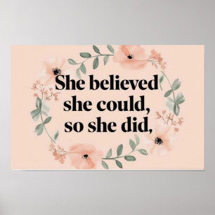 Poster Ela acreditava em flores silvestres minimalistas e