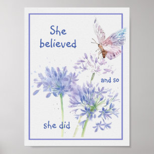 Poster "Ela acreditava na borboleta das citações motiva