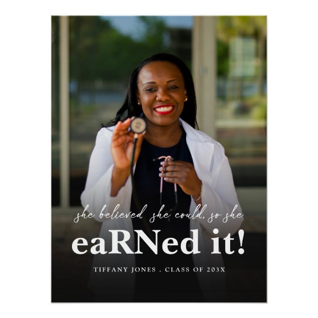 Póster Ela Acreditava Na Graduação De Foto De Enfermeira (Frente)