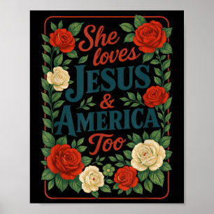 Poster Ela Ama Jesus América Patriota Cristã 4t