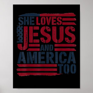 Poster Ela Ama Jesus E a América Também Camiseta Cristã R