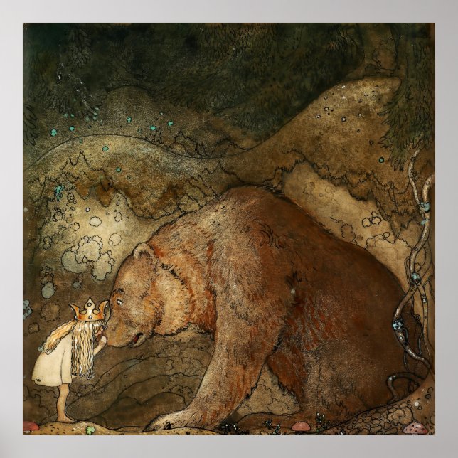Poster "Ela beijou o urso" de John Bauer (Frente)