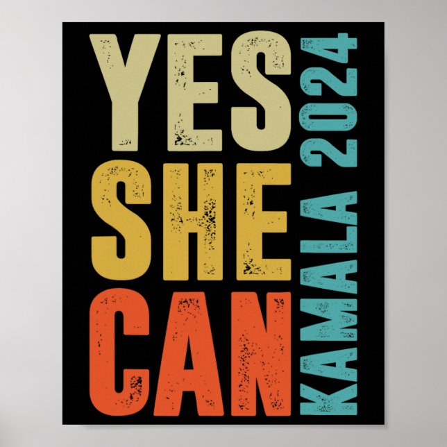 Poster Ela Consegue Colores Retroativas Kamala 2024 (Frente)