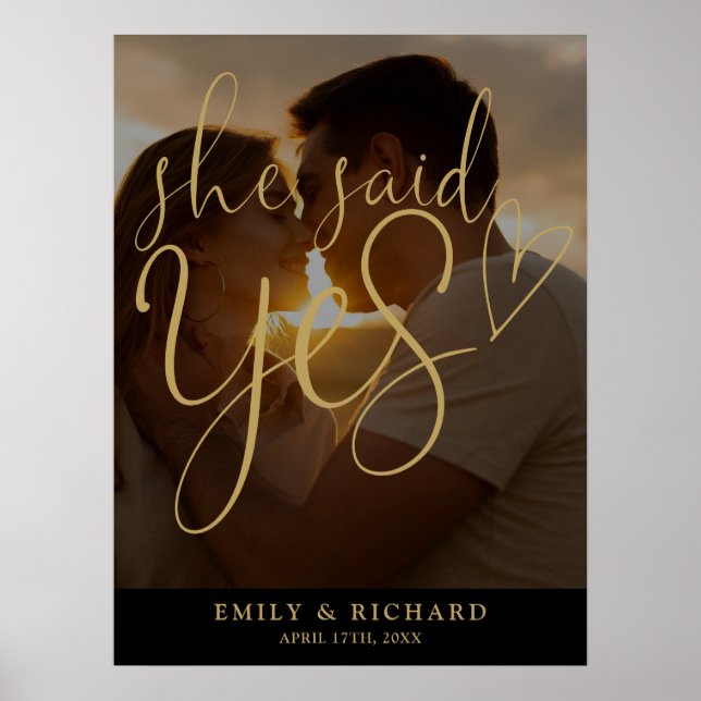 Poster Ela Disse Sim Foto Festa de noivado Sinal De Boas- (Frente)