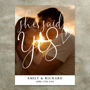 Poster Ela Disse Sim Foto Festa de noivado Sinal De Boas-