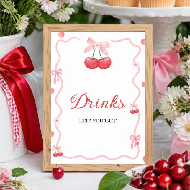 Poster Ela É a Cereja no Topo | Sinal de Mesa de Bebidas (Criador carregado)