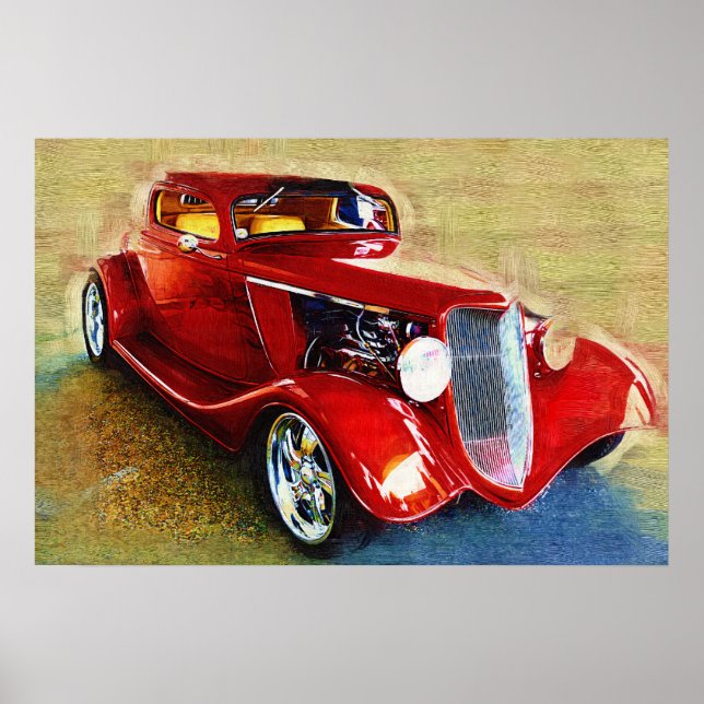 Póster Ela é clássica! Belo Carro Vermelho (Frente)