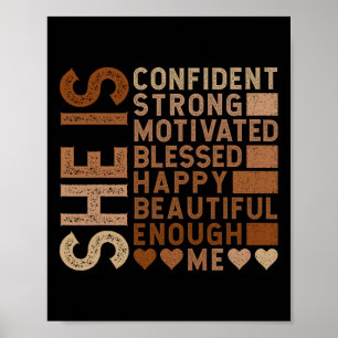 Poster Ela É Confiante Forte Motivada Feliz Bonita