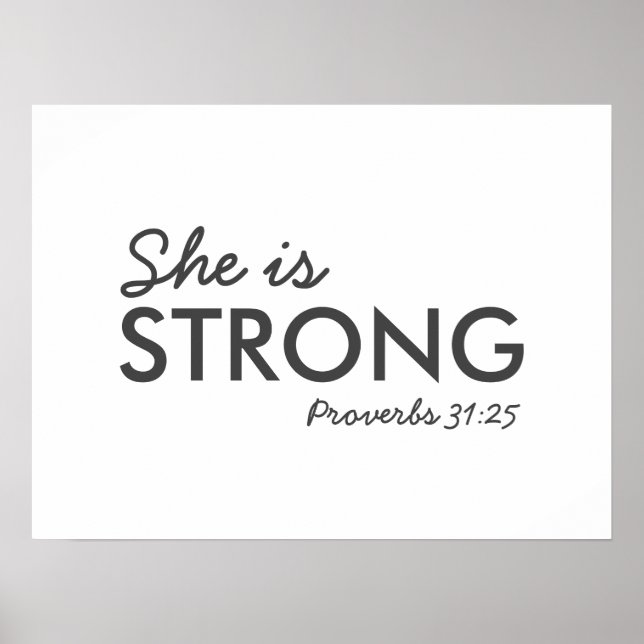 Poster Ela é forte | Proverbs 31:25 Christian Faith (Frente)