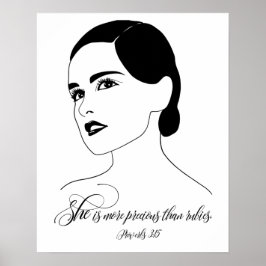 Poster Ela É Mais Precioso, Provérbios 3:15, Citação Bíbl