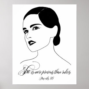 Poster Ela É Mais Precioso, Provérbios 3:15, Citação Bíbl