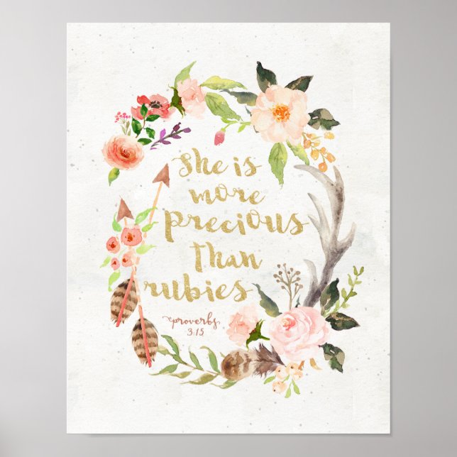 Poster Ela é mais Precioso que rubis Proverbs Wall Art (Frente)