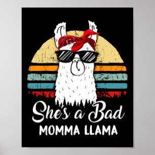 Poster Ela é uma D mamãe Llama Engraçada Retro Vintage Ma