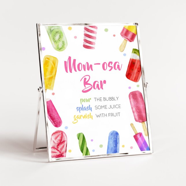 Poster Ela está pronta para Pop Chá de fraldas Bar Mãe Os (Popsicle Baby Shower Mom Osa Bar Sign)