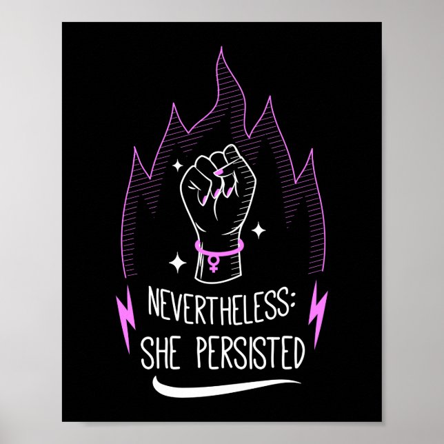 Poster Ela Persiste Mulheres Feministas Empoderando Igual (Frente)