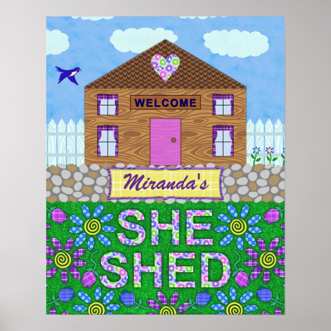 Póster Ela Shed Woman Cave Garden Hut Nome Personalizado (Frente)