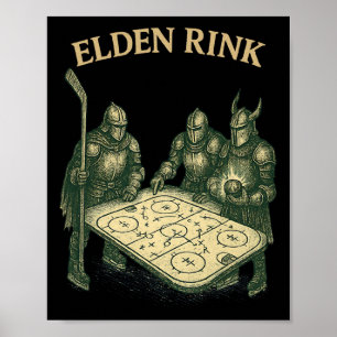 Poster Elden Rink Cavaleiro de Hockey Divertido Paródia F