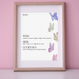 Poster Ele dá a ela borboletas Chá de panela Bar Sinal