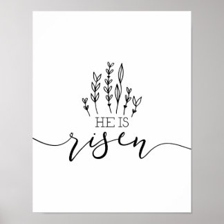 Poster Ele é Arte de Páscoa Desenhada à Mão Risen