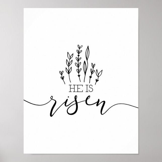 Poster Ele é Arte de Páscoa Desenhada à Mão Risen (Frente)