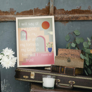 Poster Ele É Minha Escritura De Bíblia Do Salmo 91