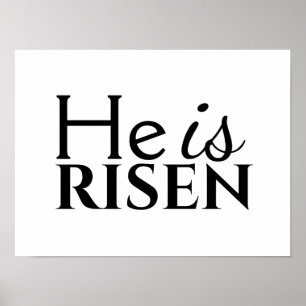 Poster Ele É Risen Christian Quote Dizendo Branco Negro