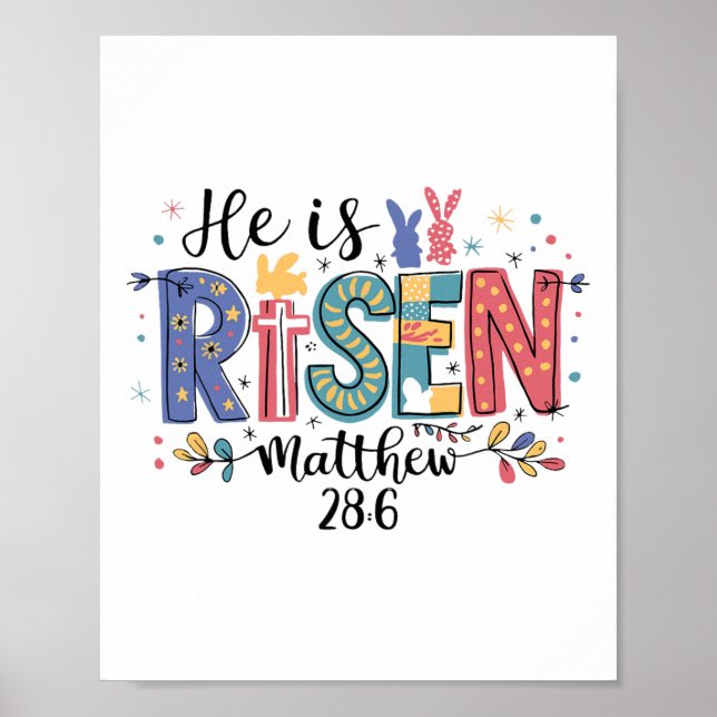 Poster Ele É Risen Jesus Felz pascoa Cristã Criança (Frente)
