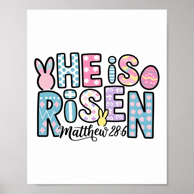 Poster Ele É Risen Jesus Felz pascoa Cristã Criança (Frente)