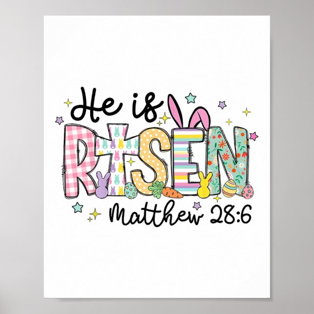 Poster Ele É Risen Jesus Felz pascoa Cristã Criança (Frente)