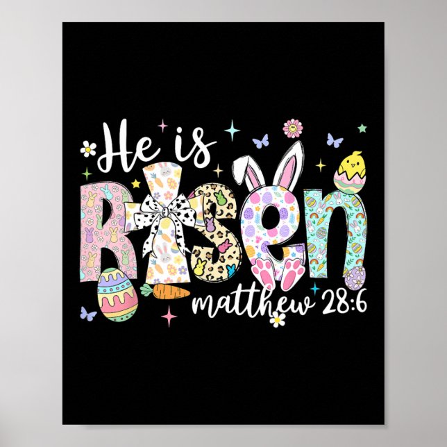 Poster Ele É Risen Jesus Felz pascoa Cristã Criança (Frente)